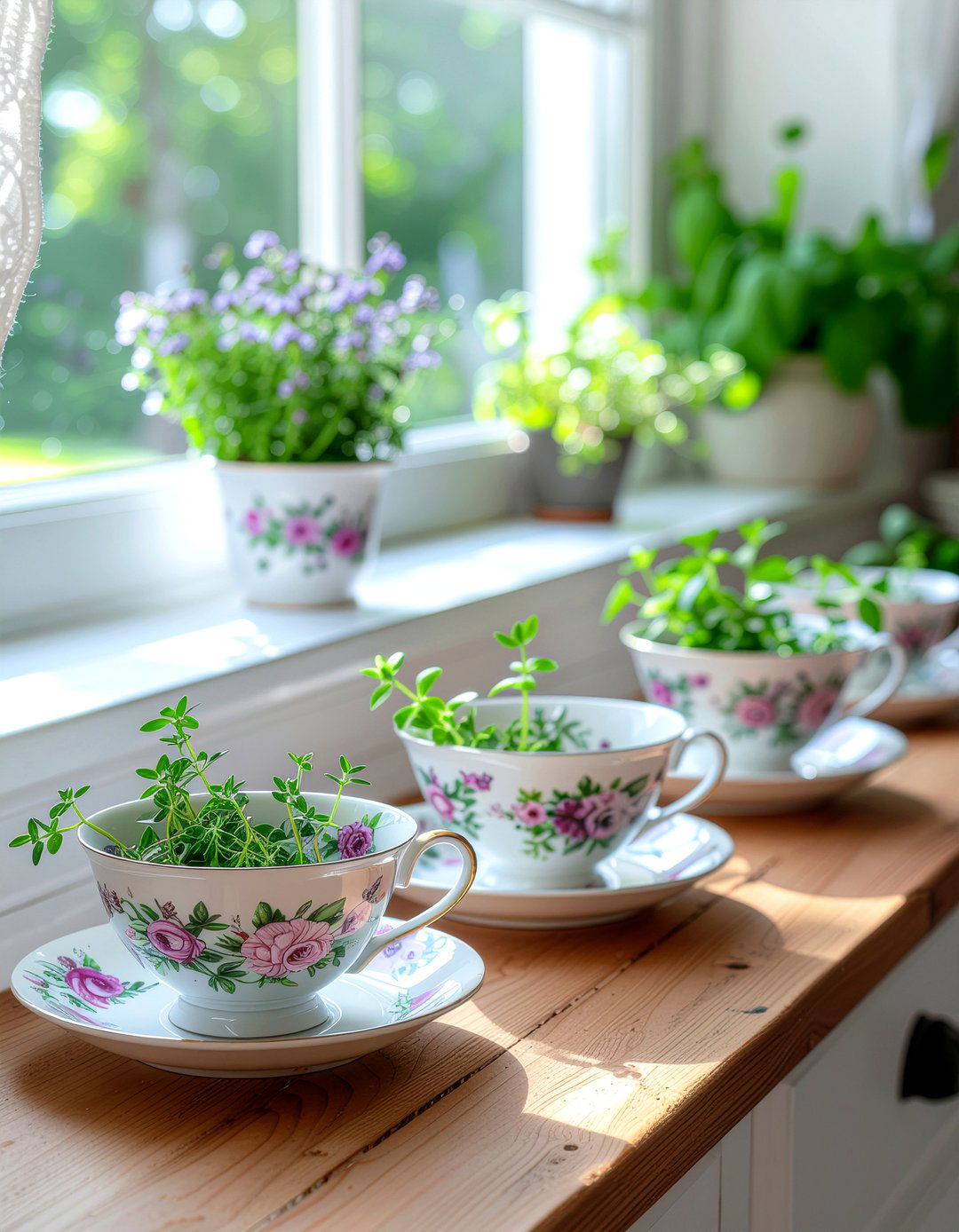 Tea cup herb garden kitchen - 30 kitchen window herb garden ideas