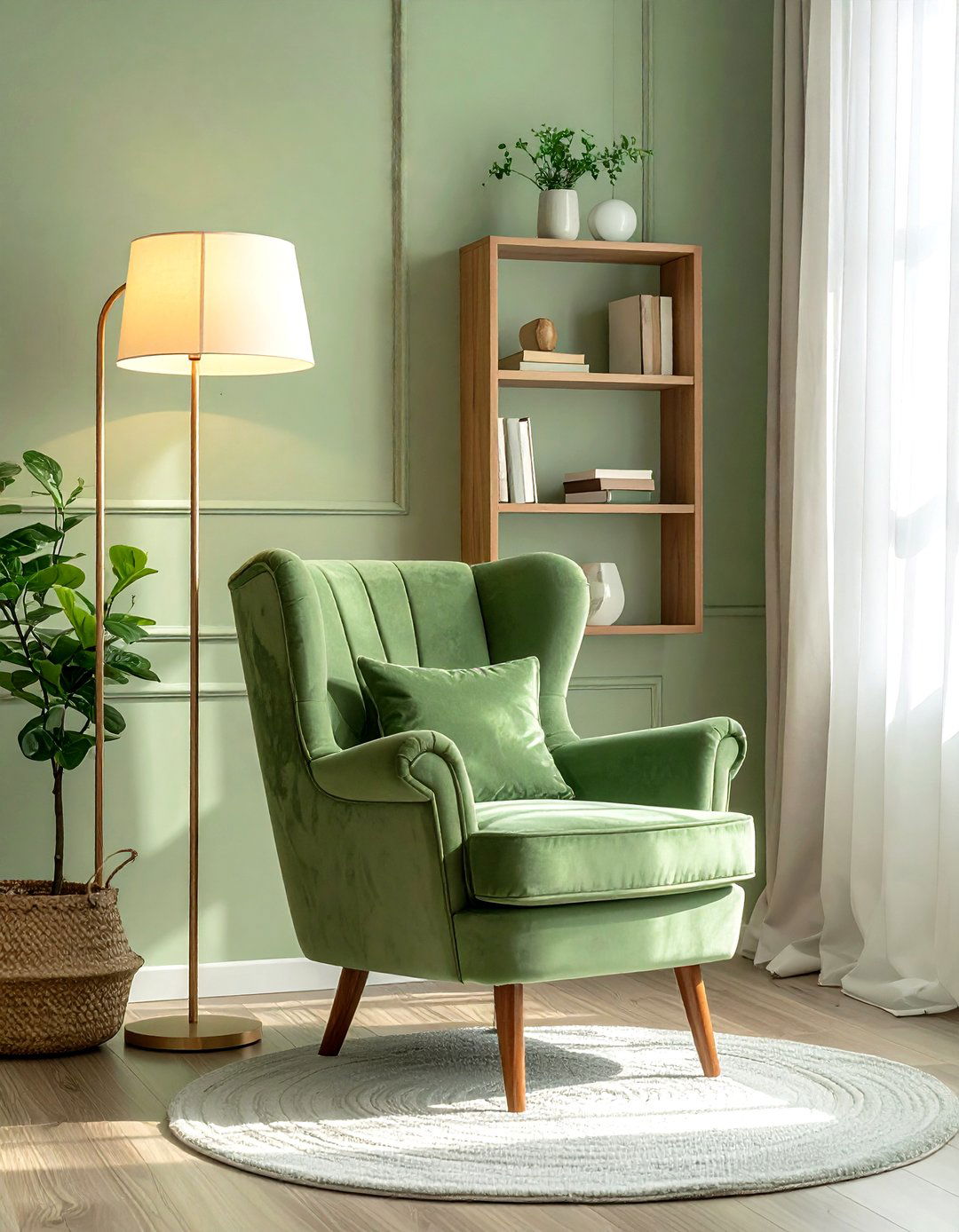 Tea green reading nook - 30 green decor ideas