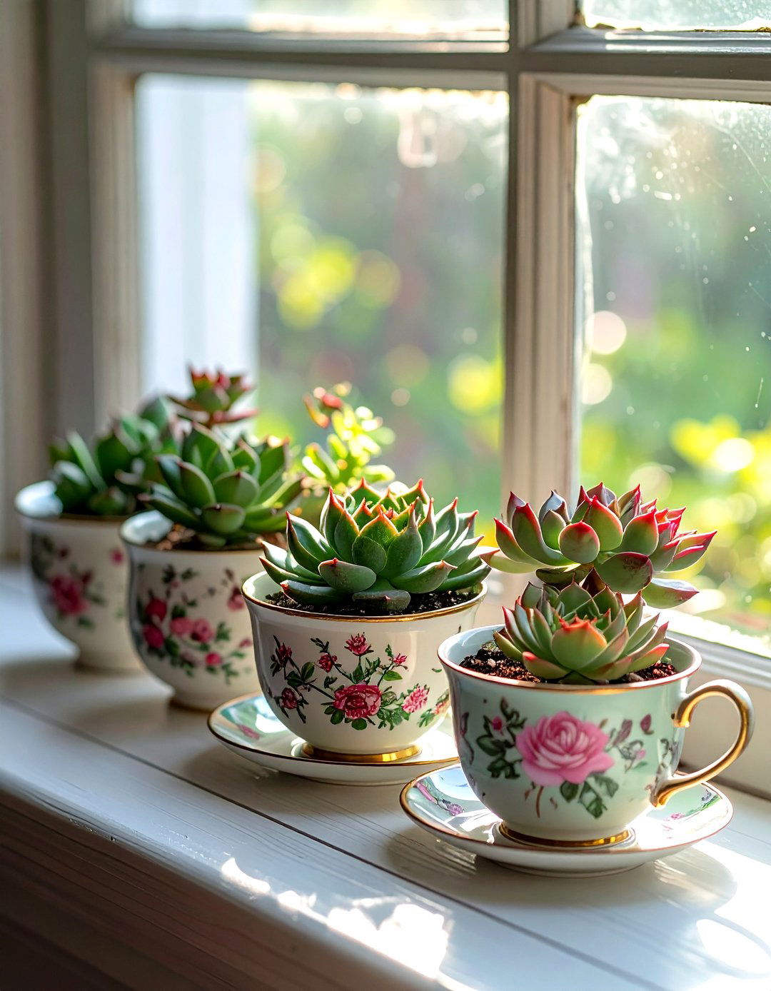 Teacup Succulent Garden - 30 upcycled decor ideas