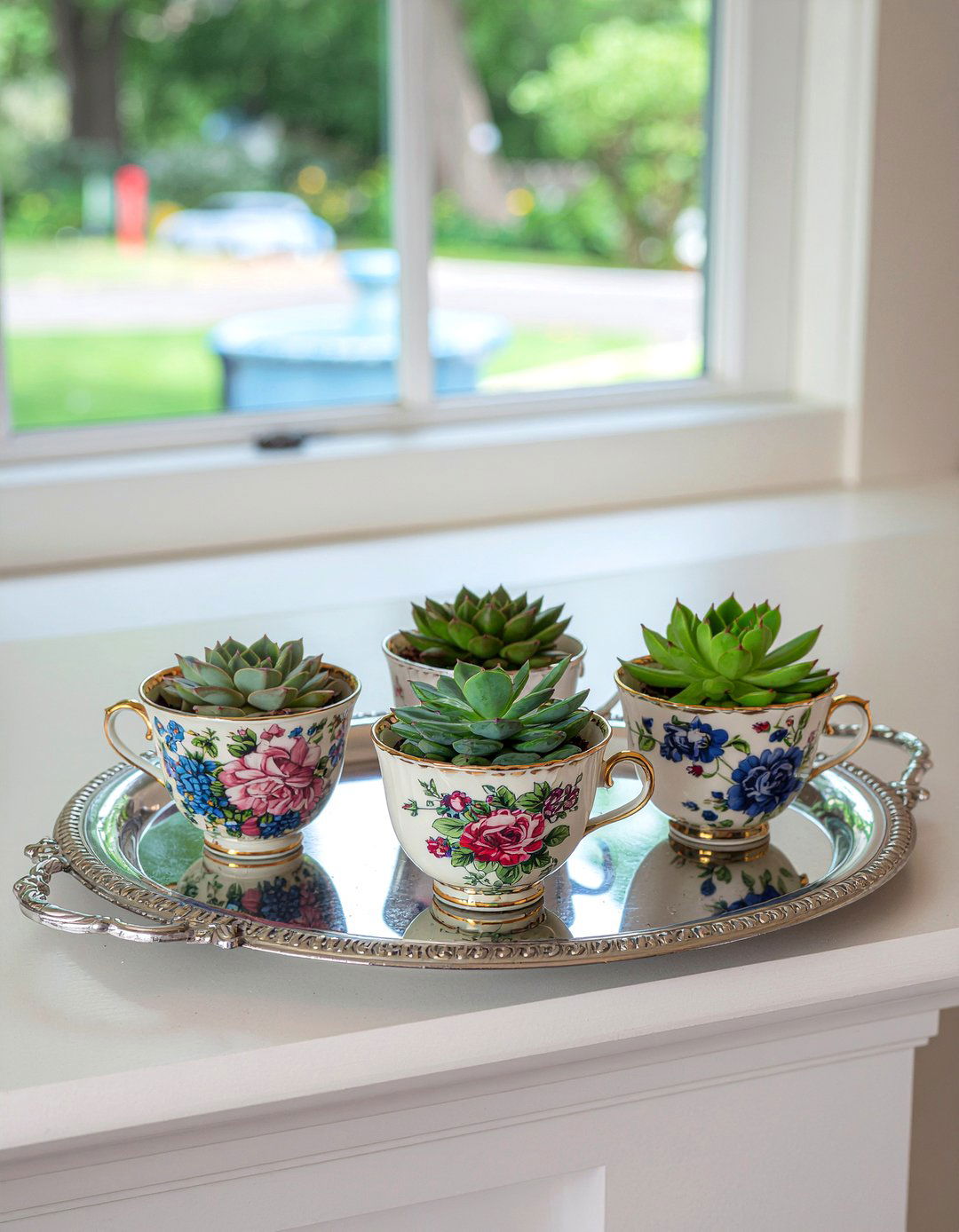 Teacup Succulent Planter - 30 repurposed living room ideas