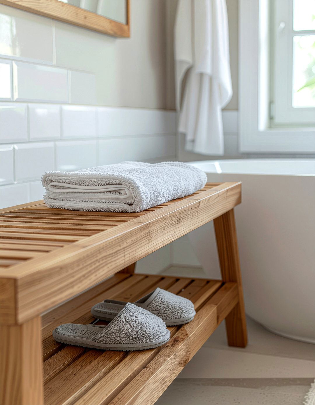 Teak Bathroom Bench - 30 bathroom furniture ideas