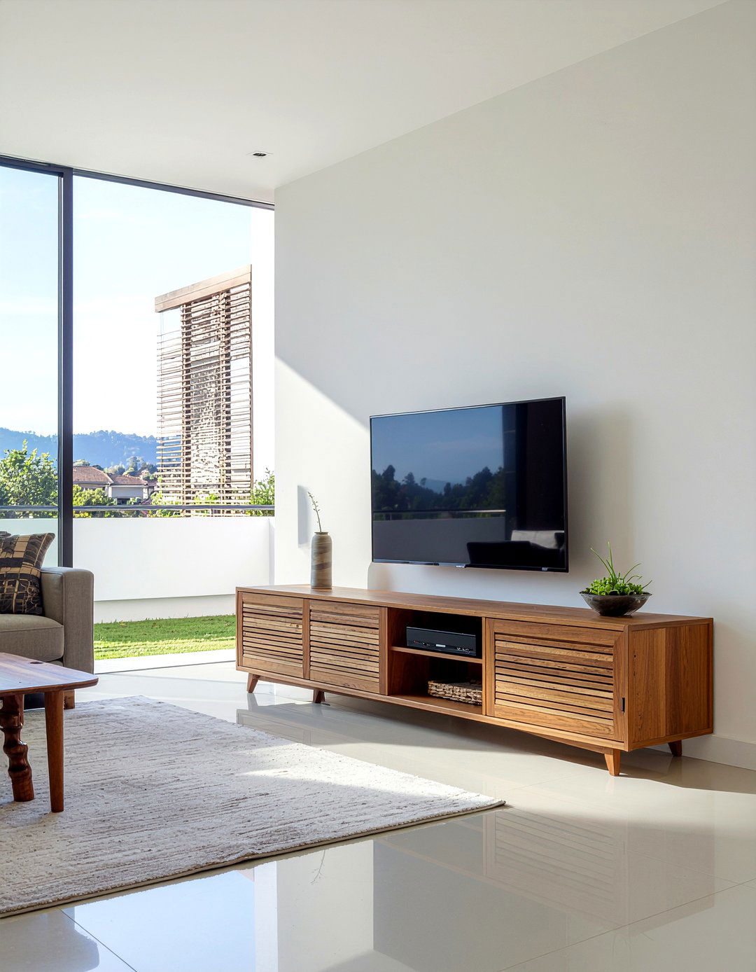 Teak Media Console - 30 living room teak furniture ideas