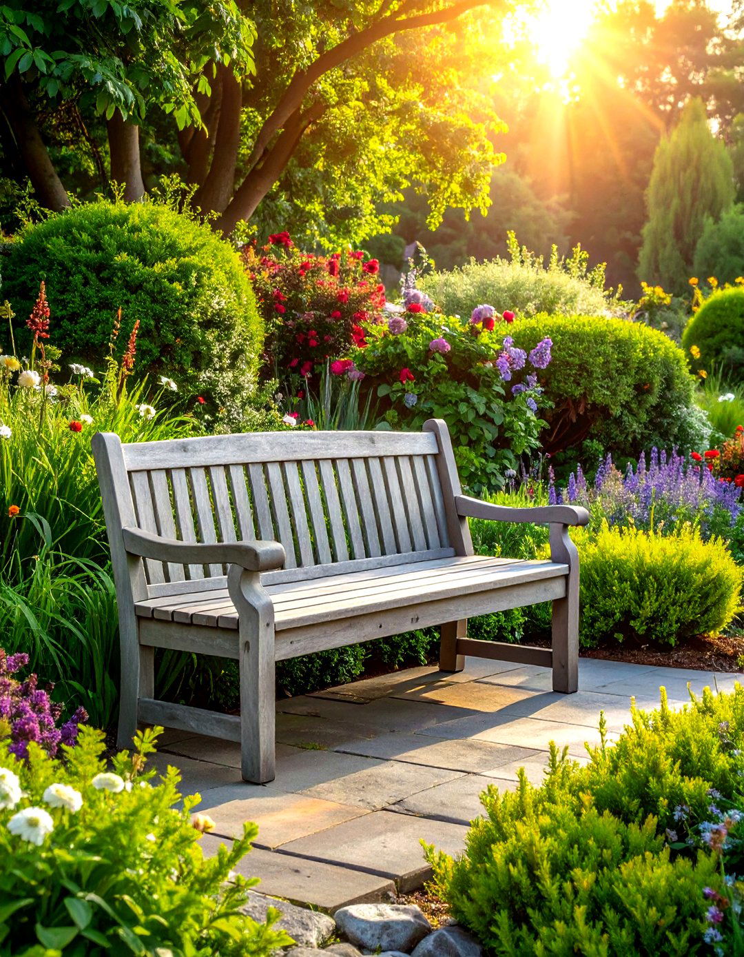 Teak Outdoor Bench - 30 durable decor ideas