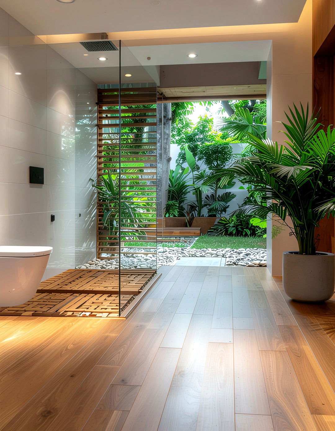 Teak Shower Floor - 30 bathroom project ideas