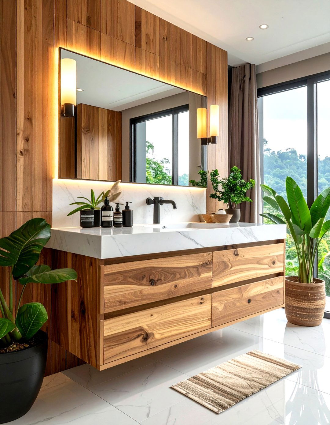 Teak Wood Bathroom Vanity - 30 brown decor ideas