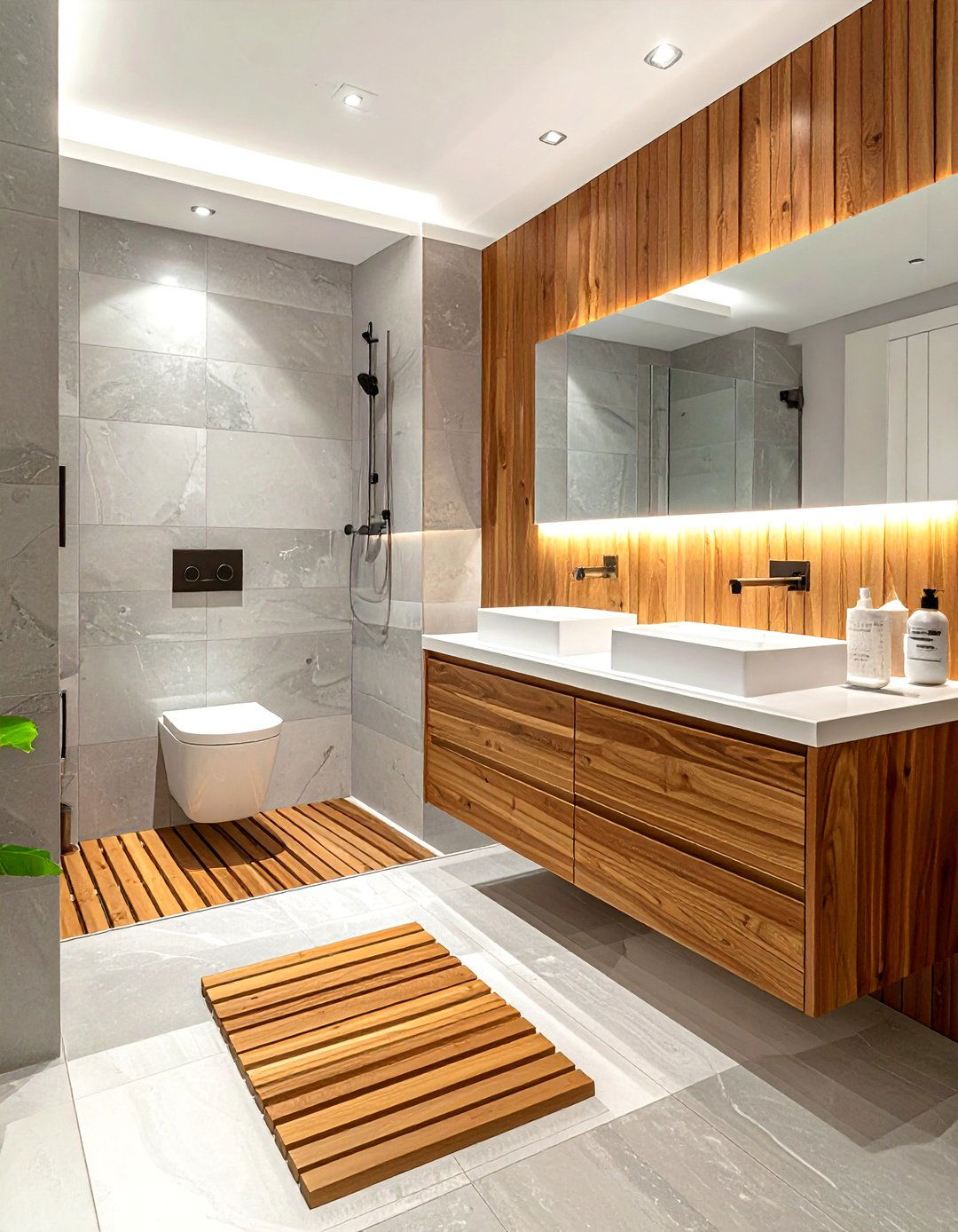 Teak Wood Bathroom - 30 mid-century modern bathroom ideas