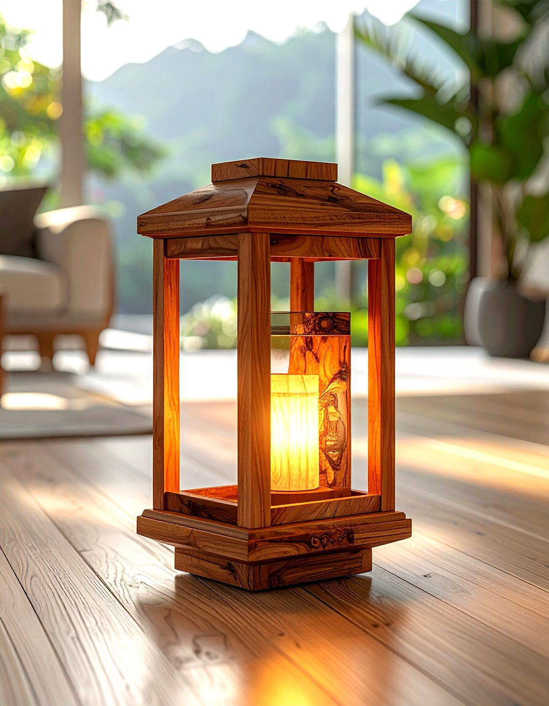 Teak Wood Floor Lantern - 30 living room candle lanterns