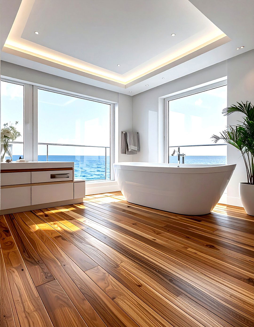 Teak Wood Flooring - 30 nautical bathroom ideas