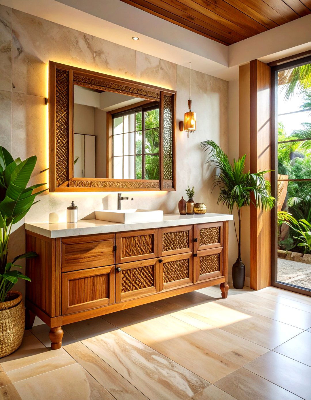 Teak Wood Vanity - 30 small bathroom vanity ideas