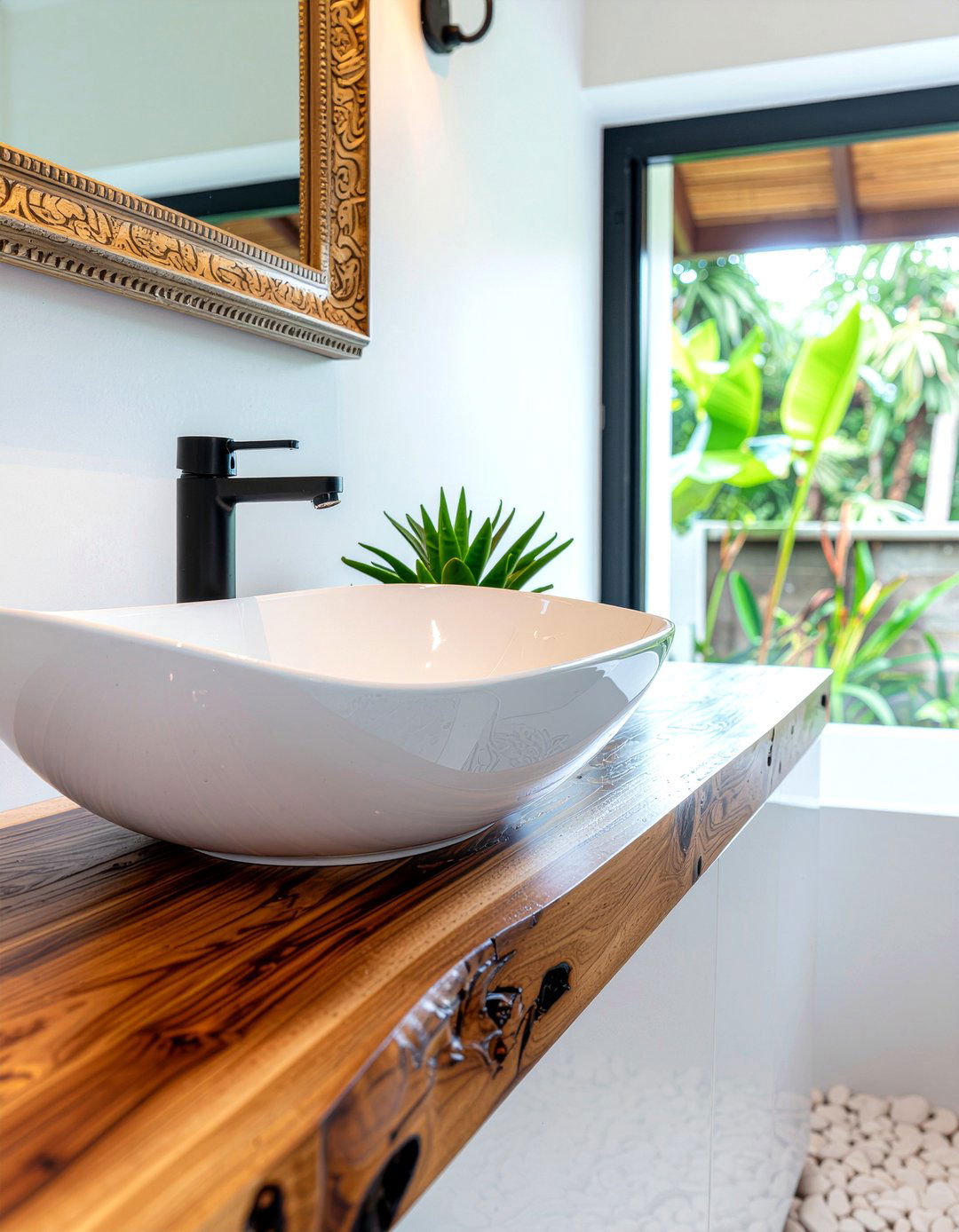 Teak bathroom countertop - 30 bathroom countertop ideas