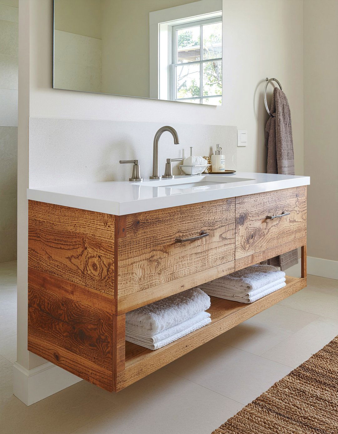 Teak bathroom vanity - 30 rustic bathroom vanity ideas
