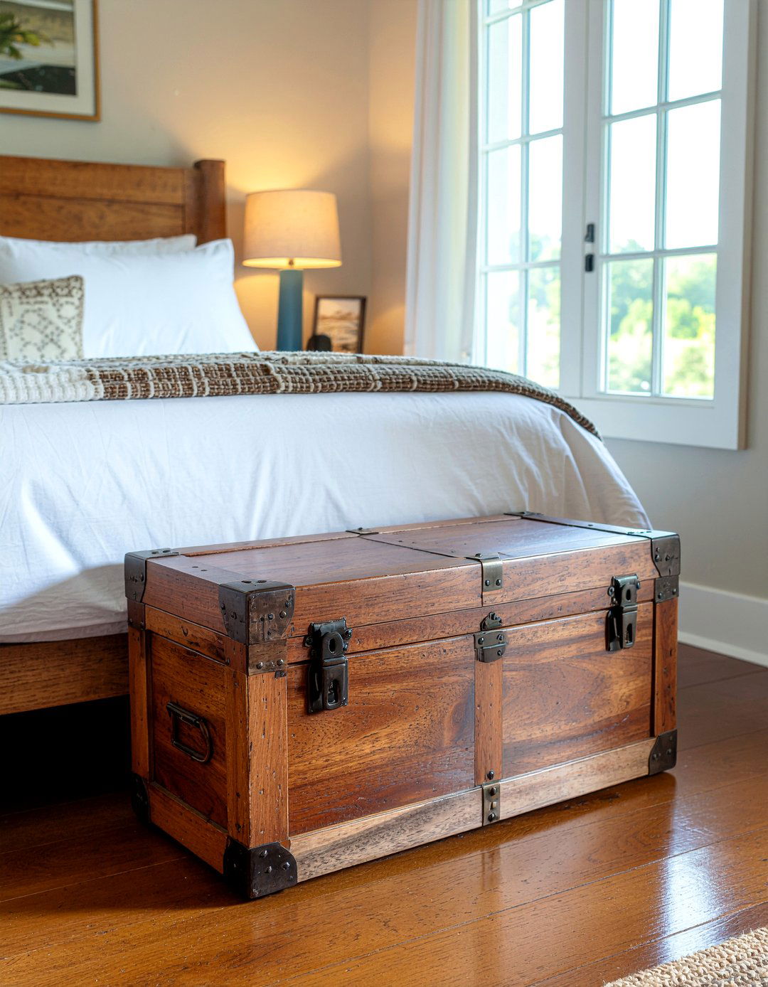 Teak blanket trunk - 30 bedroom teak furniture ideas