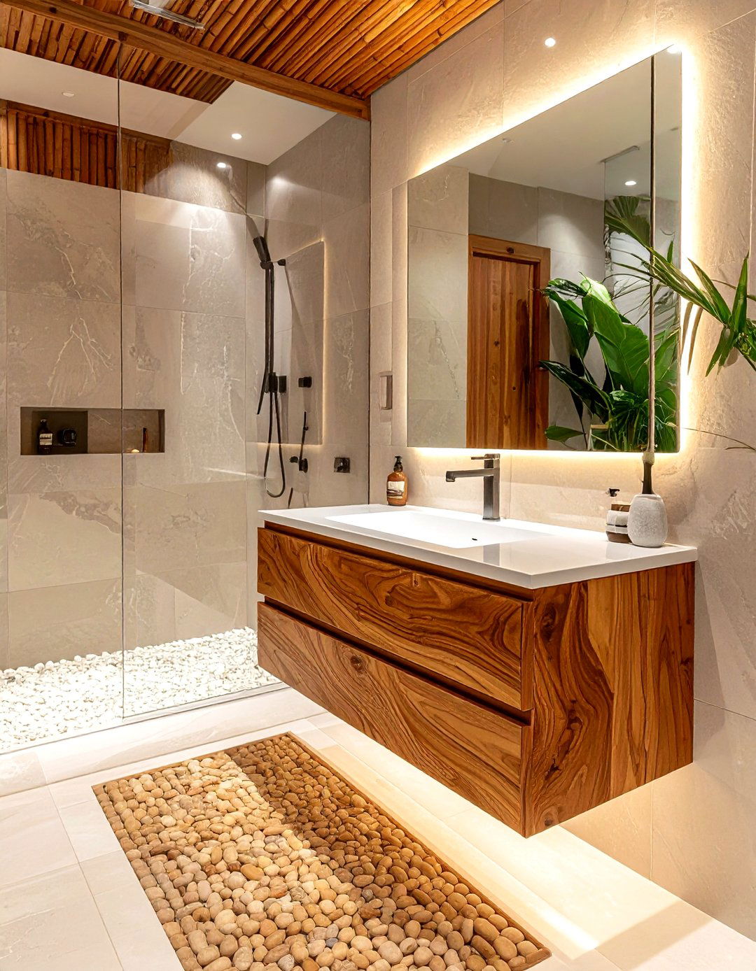 Teak floating vanity - 30 floating vanity ideas