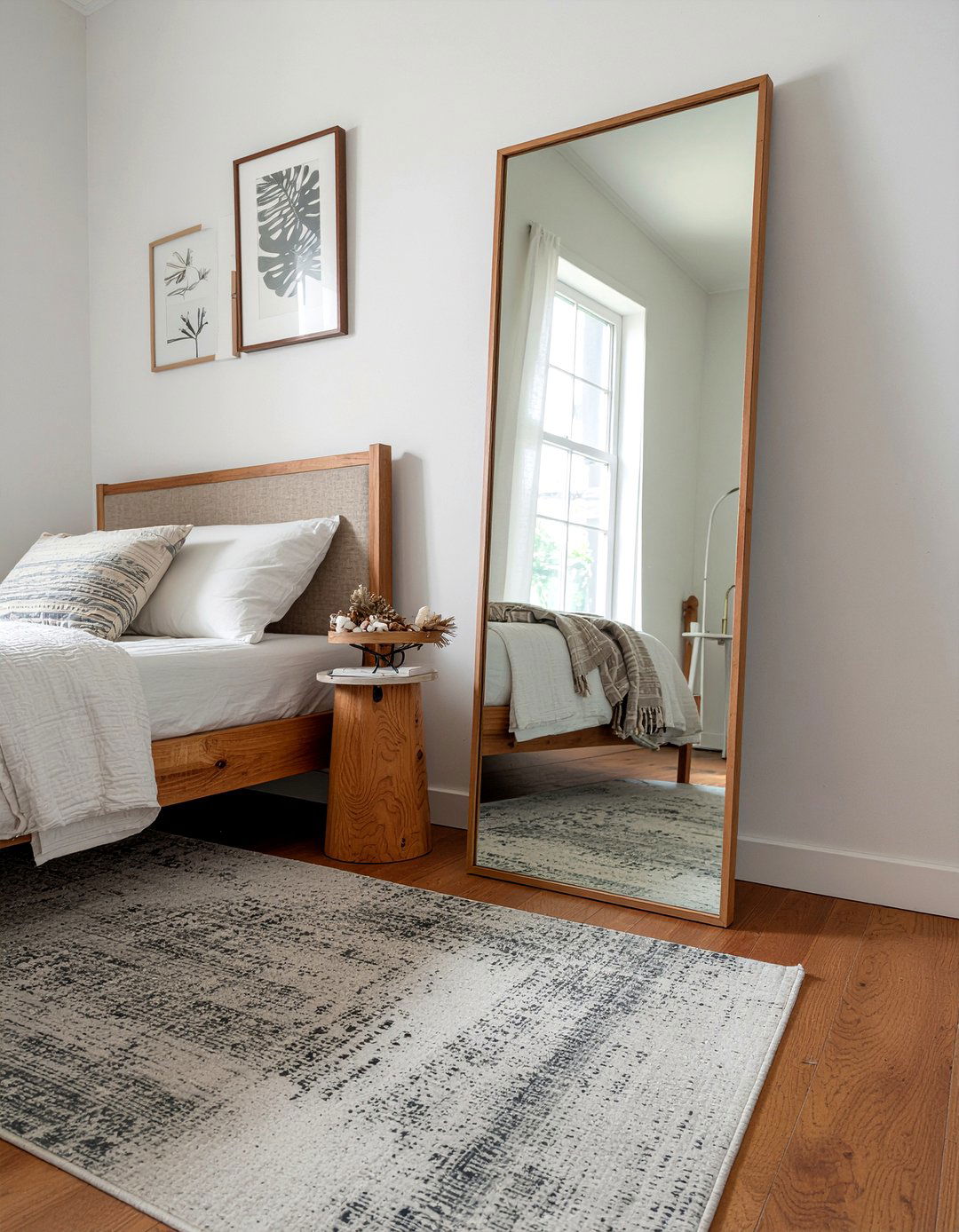 Teak floor mirror - 30 bedroom teak furniture ideas