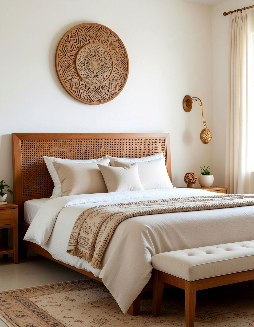 Teak headboard - 30 bedroom teak furniture ideas