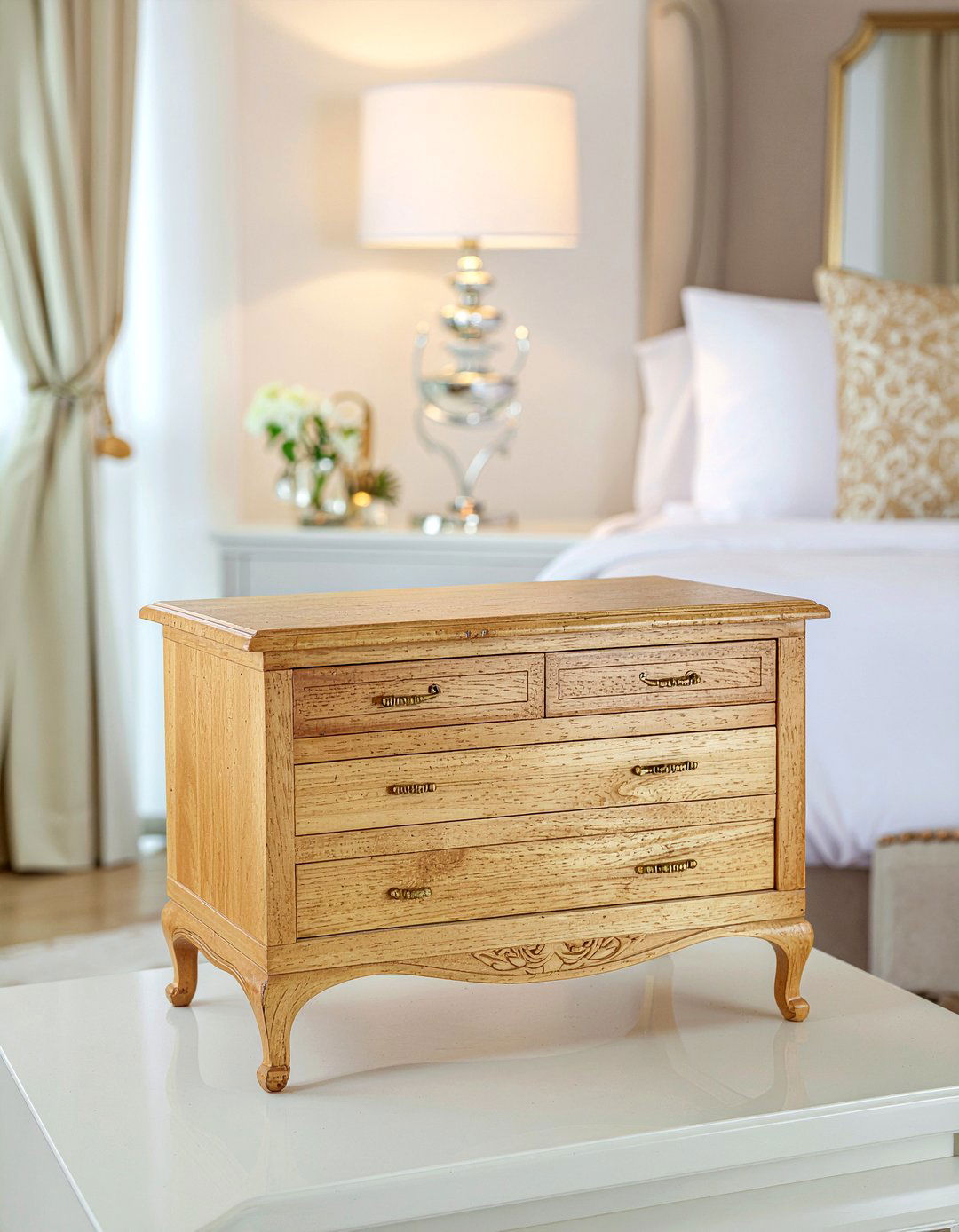 Teak jewelry chest - 30 bedroom teak furniture ideas
