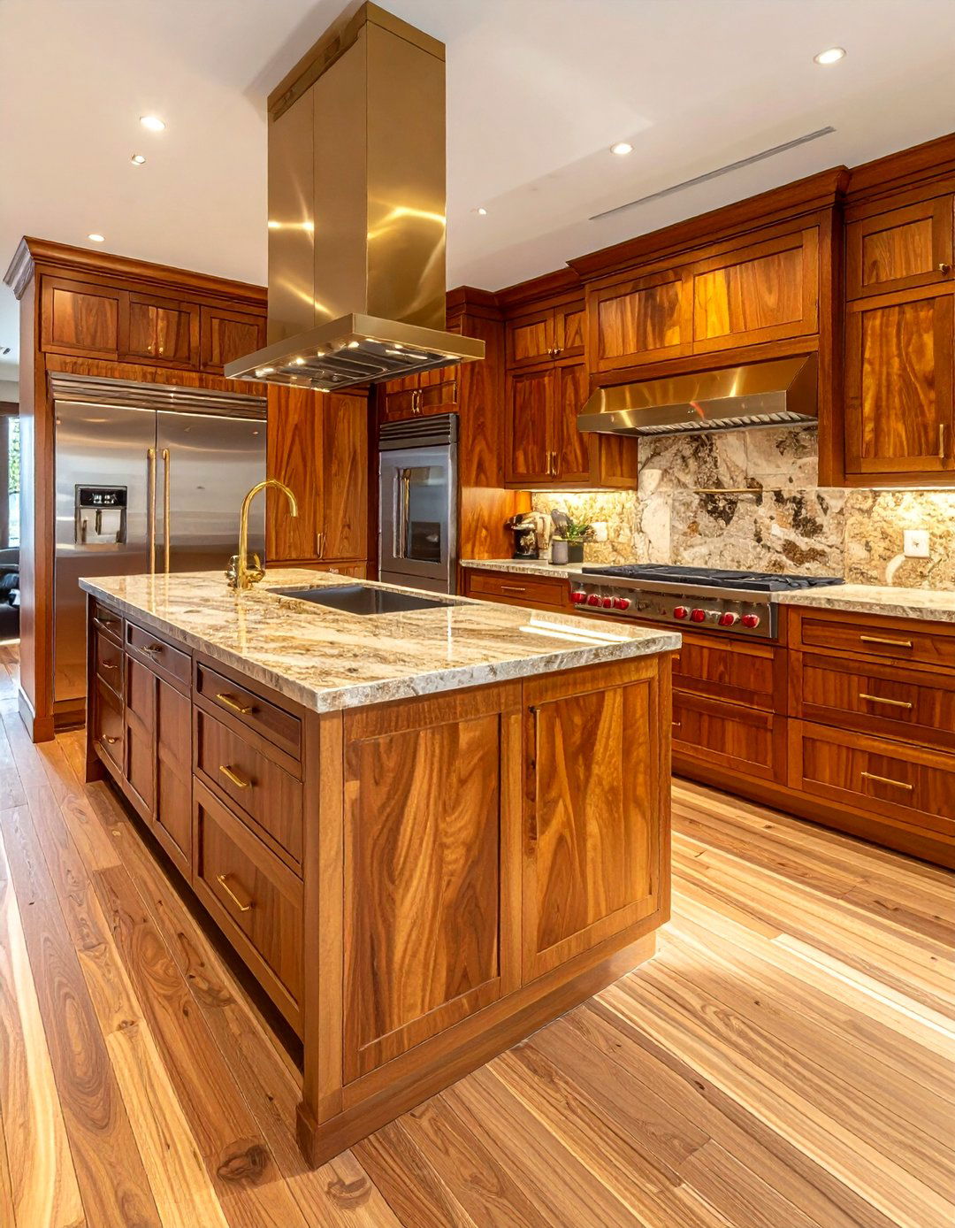 Teak kitchen cabinets - 30 natural wood kitchen cabinet ideas