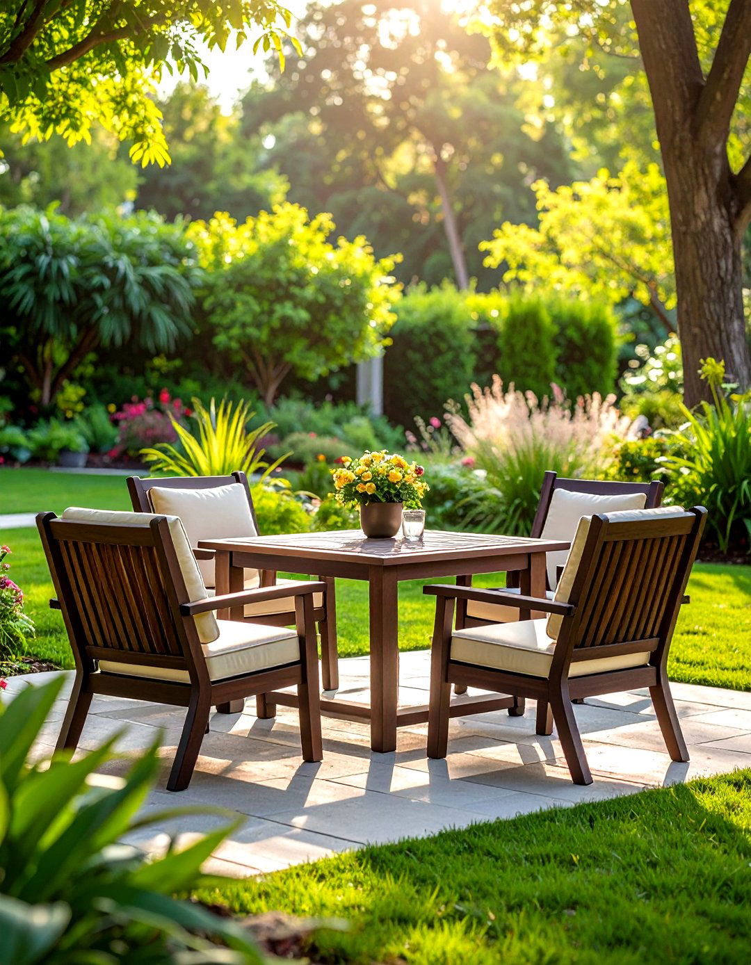 Teak patio furniture - 30 dark wood decor ideas