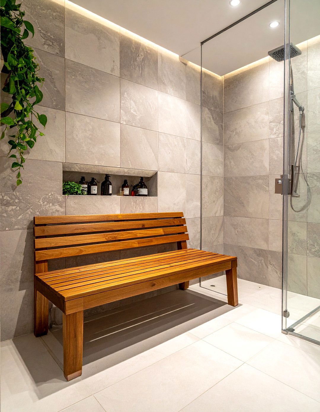 Teak shower bench - 30 ultimate bathroom ideas