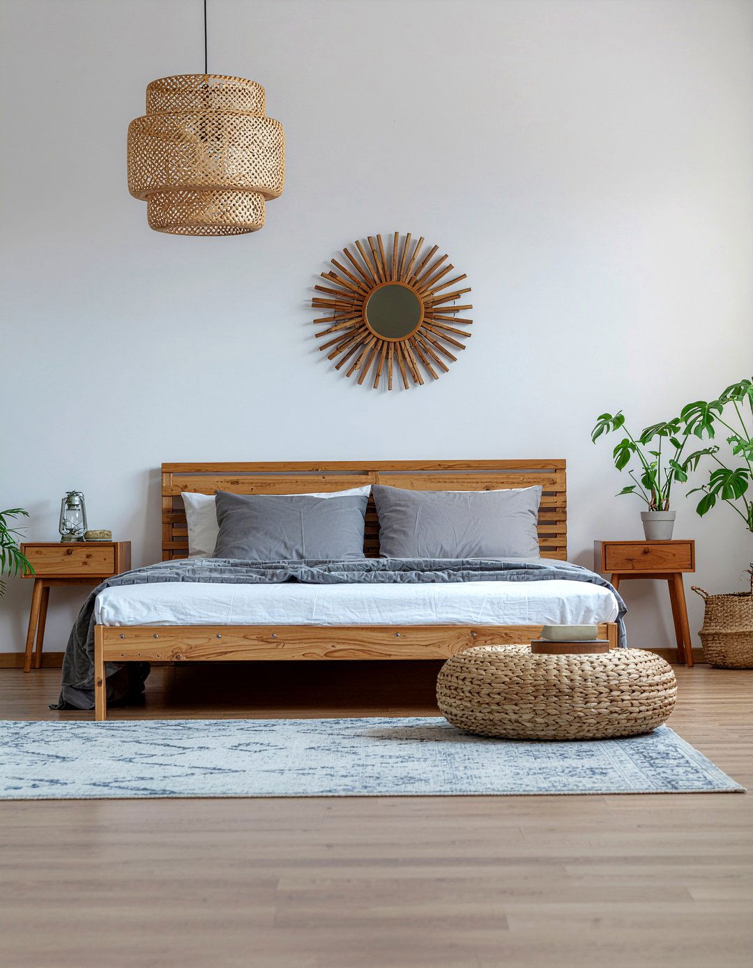 Teak slat bed - 30 bedroom teak furniture ideas