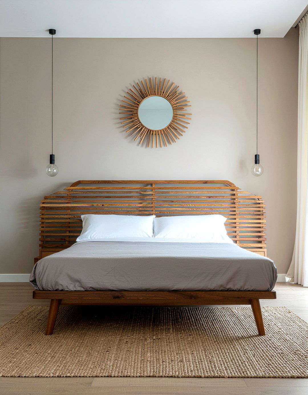 Teak slat headboard - 30 bedroom teak furniture ideas