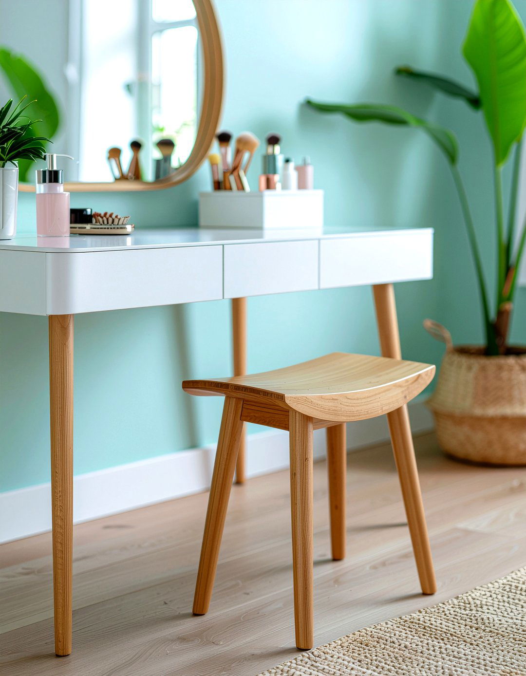 Teak vanity stool - 30 bedroom teak furniture ideas