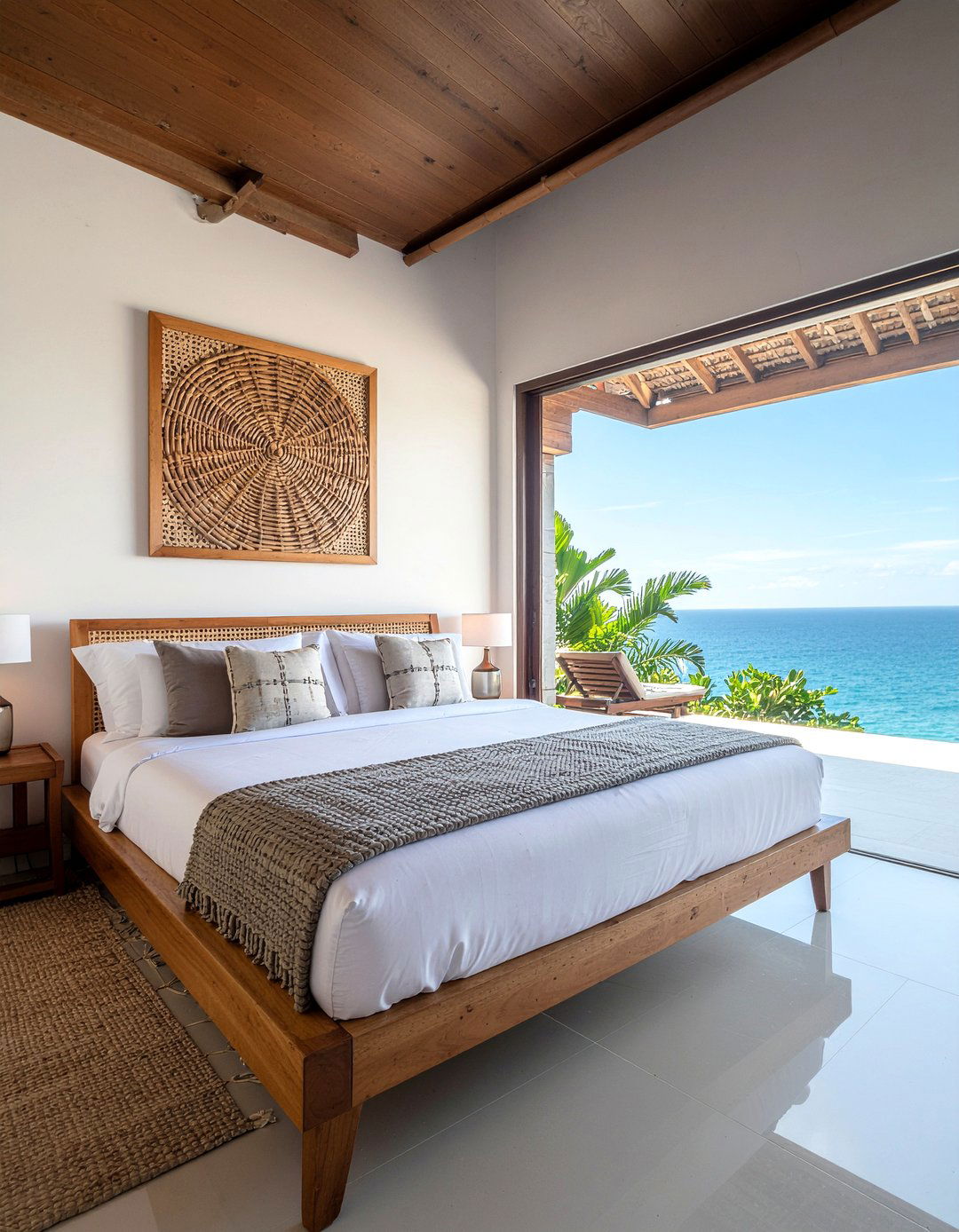 Teak wood bed - 30 coastal bedroom ideas