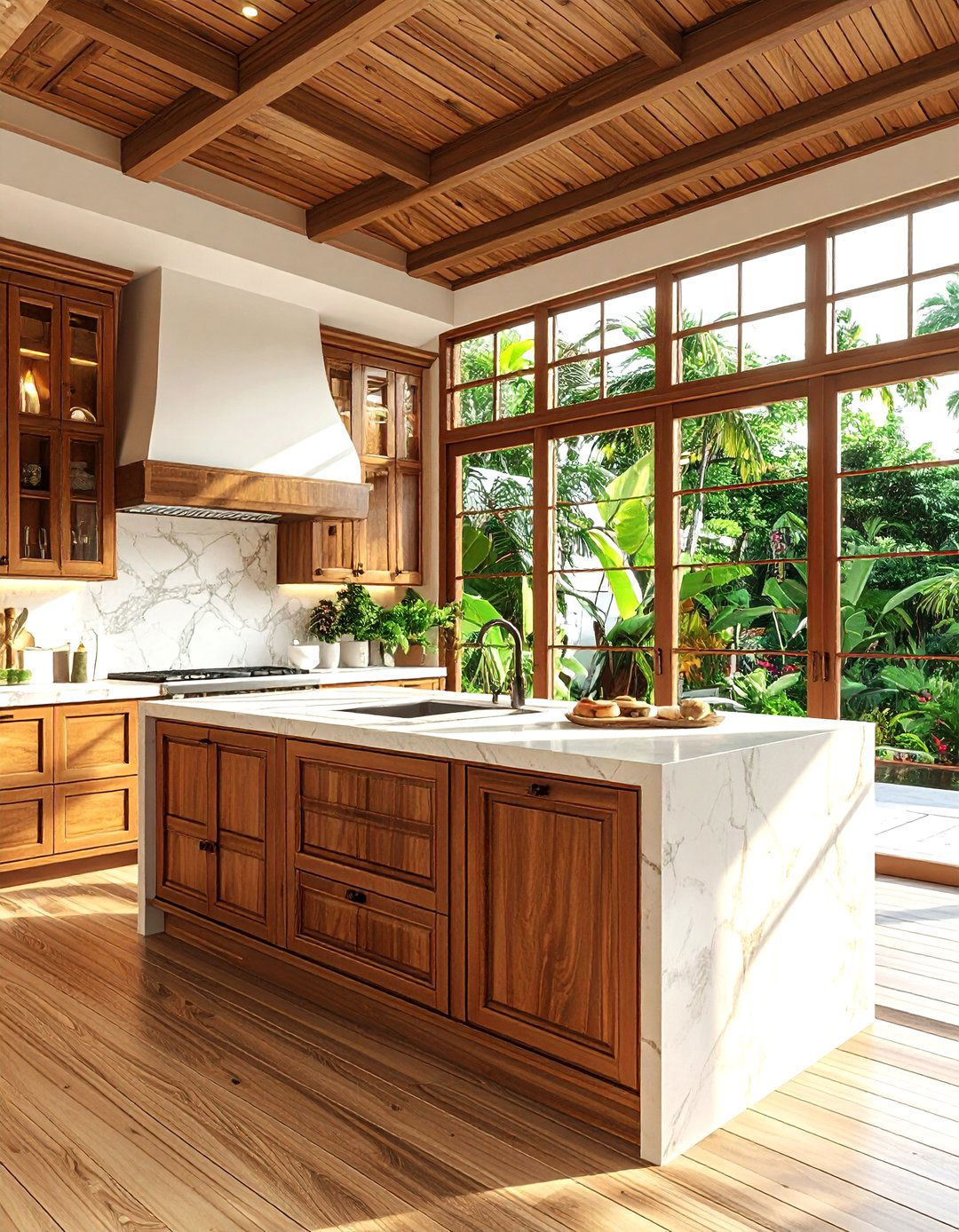 Teak wood kitchen - 30 natural wood kitchen ideas