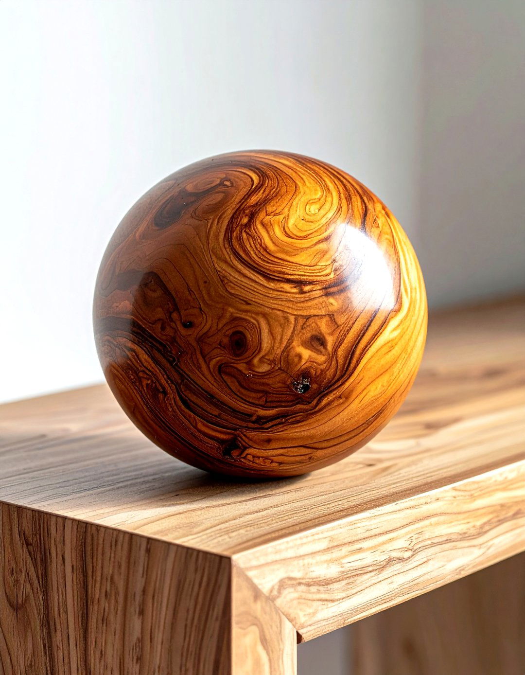 Teak wood sphere - 30 sphere decor ideas
