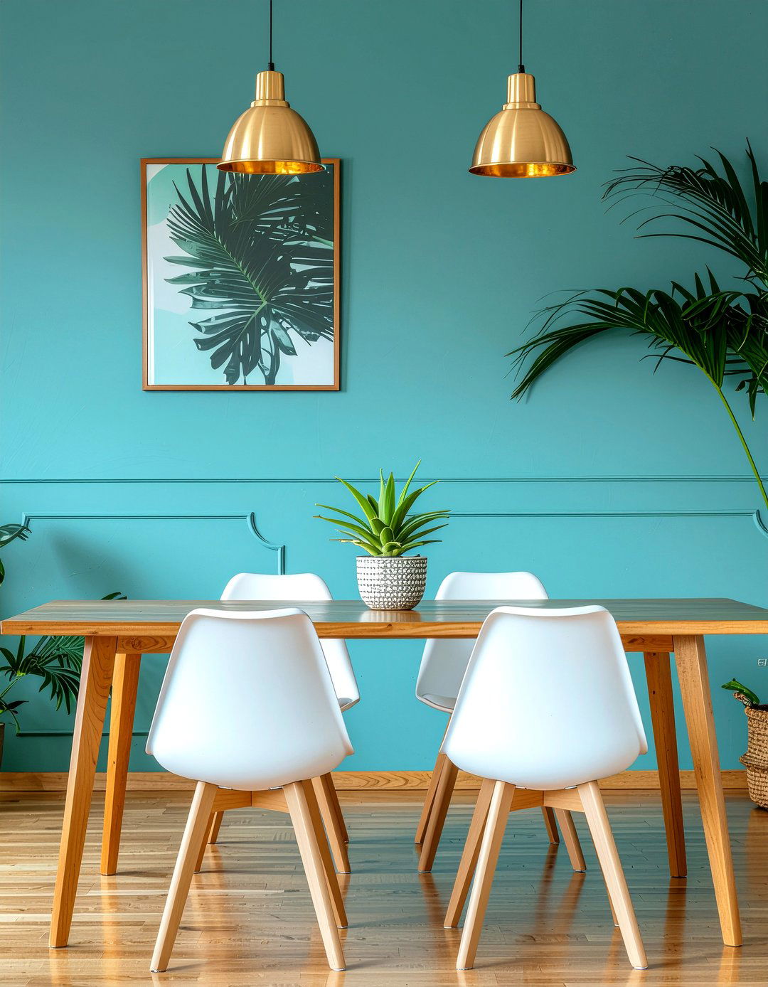 Teal Accent Wall - 30 ocean-inspired dining room ideas