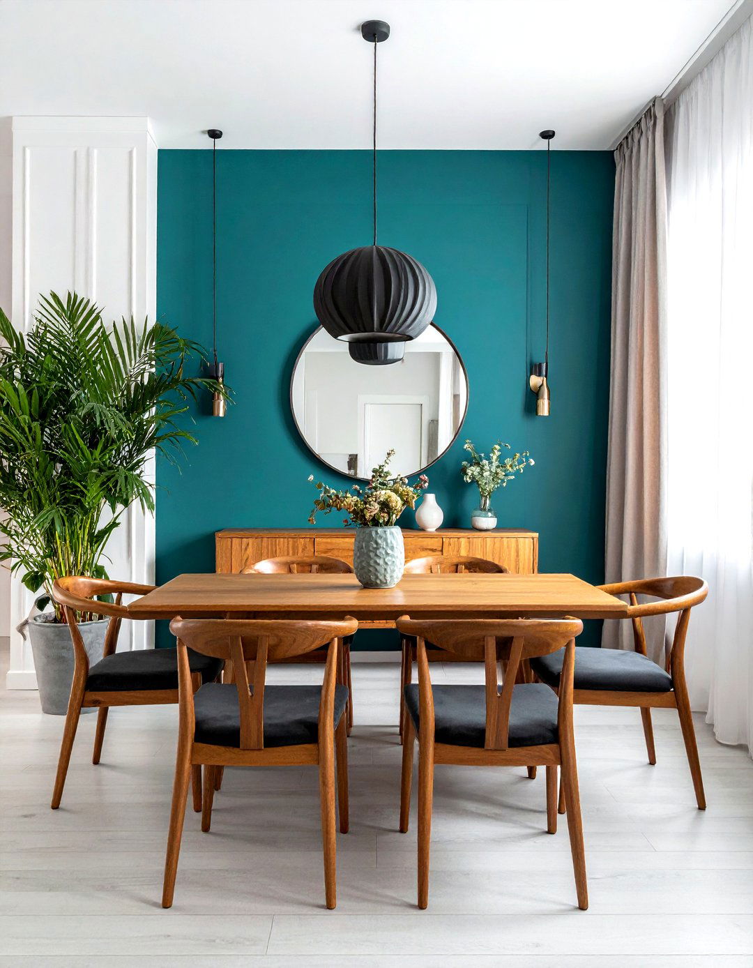 Teal Accent Wall - 30 teal dining room ideas