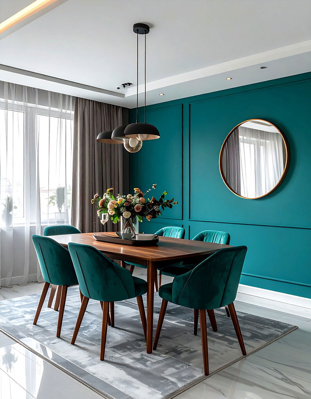Teal Accent Wall Dining Room - 30 cool teal dining room ideas