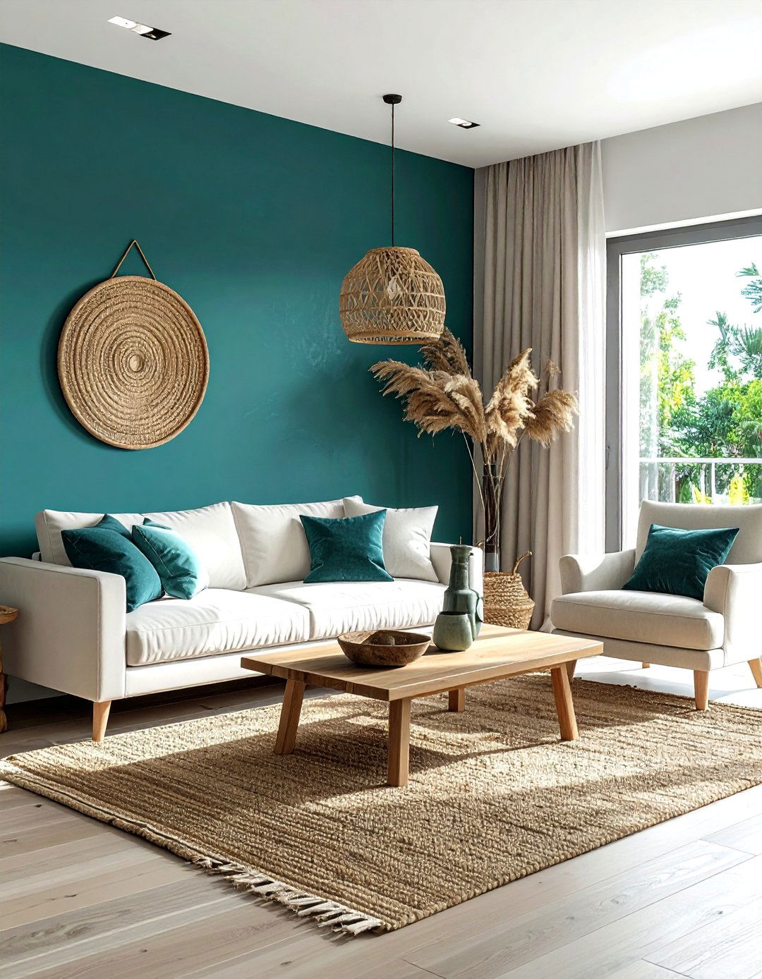 Teal Accent Wall - 30 cool teal living room ideas