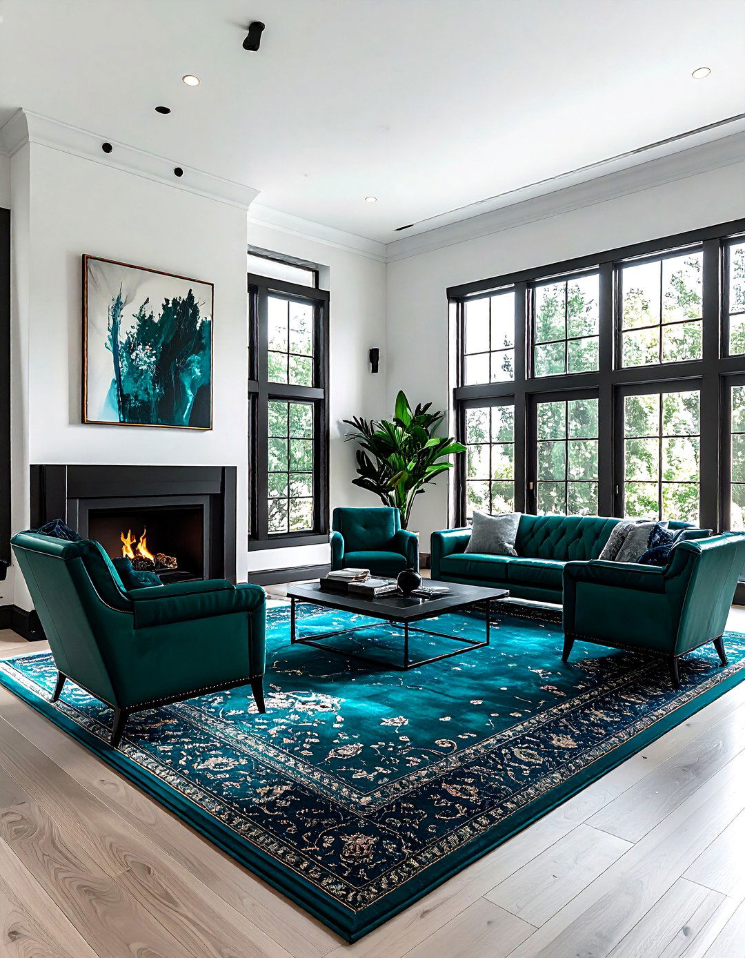 Teal And Black - 30 modern teal living room ideas