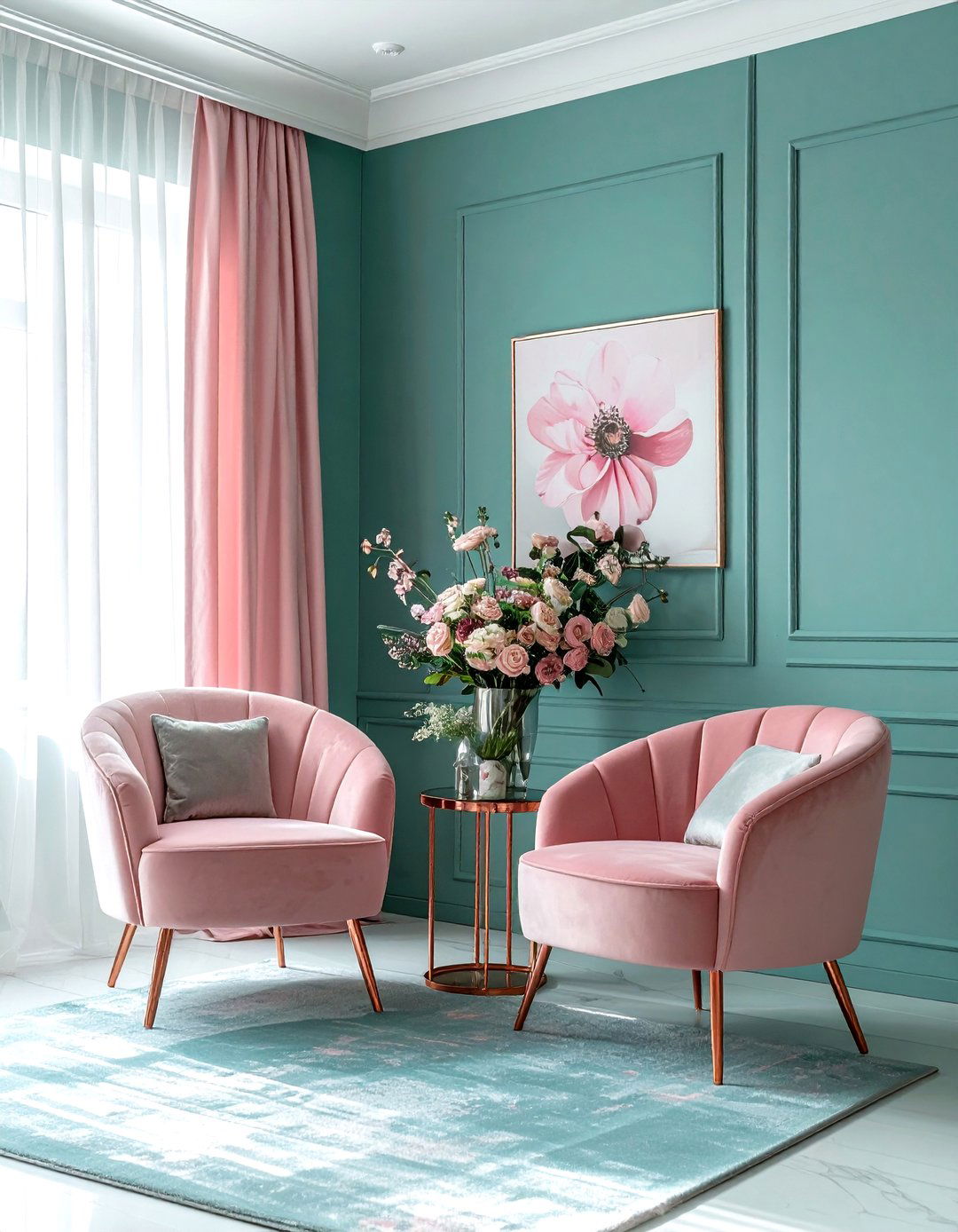 Teal And Blush Pink - 30 cool teal living room ideas
