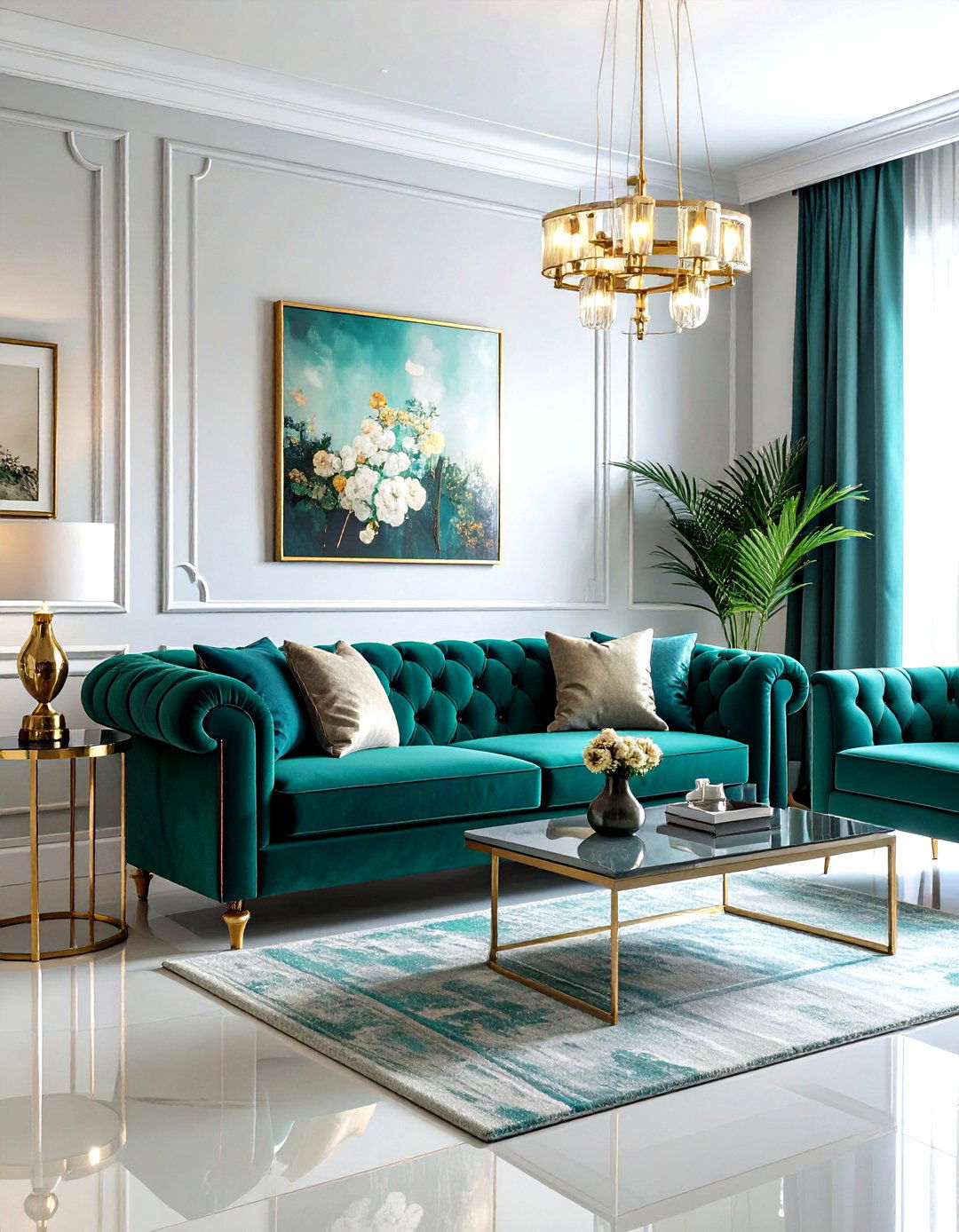 Teal And Brass - 30 modern teal living room ideas