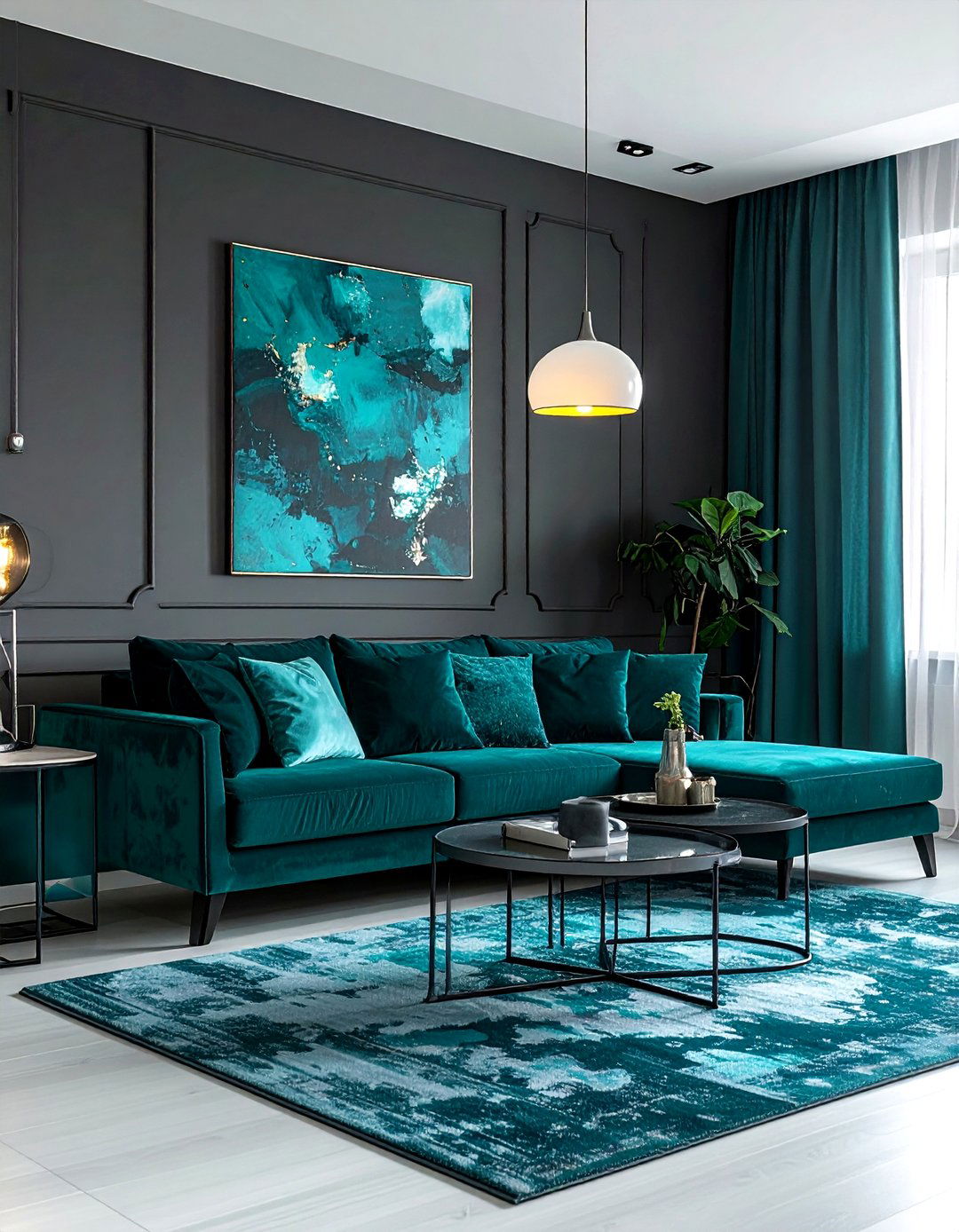 Teal And Charcoal Grey - 30 cool teal living room ideas
