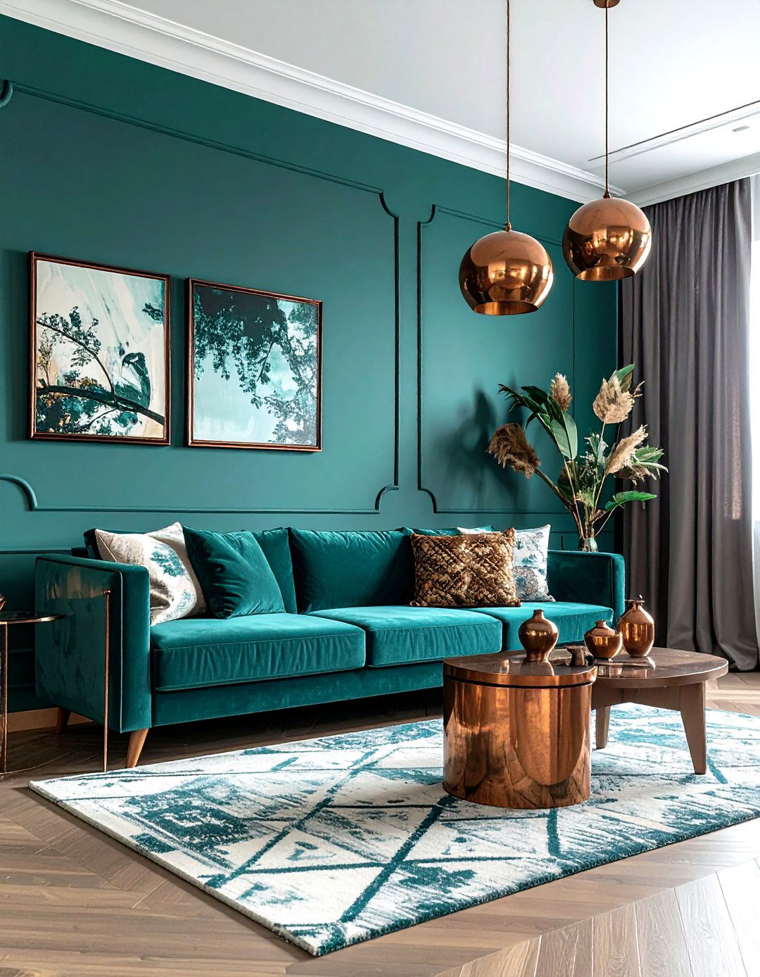 Teal And Copper Accents - 30 contemporary teal living room ideas