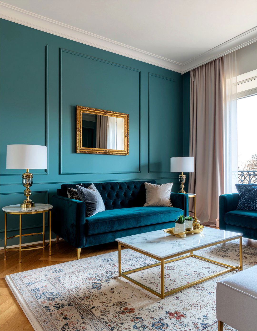 Teal And Gold Living Room - 30 bold color living room ideas