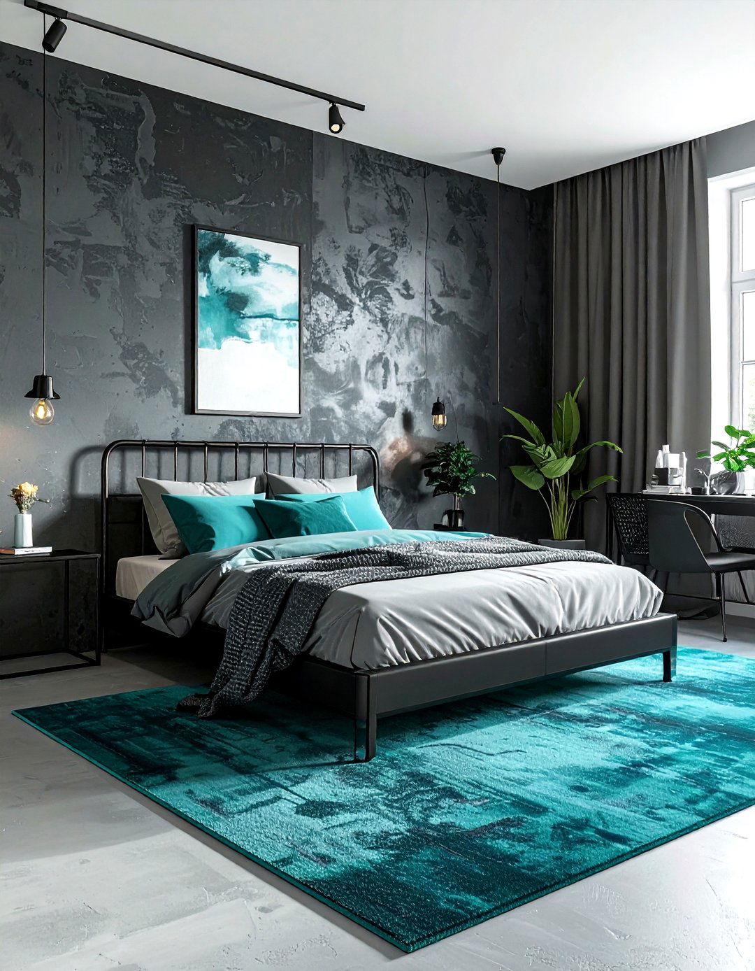 Teal And Gray Industrial Bedroom - 30 industrial teal bedroom ideas