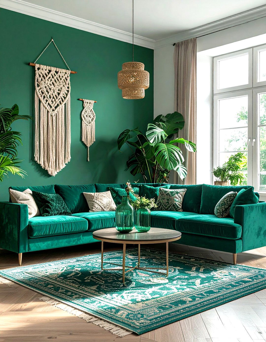 Teal And Green Boho Living Room - 30 bohemian green living room ideas