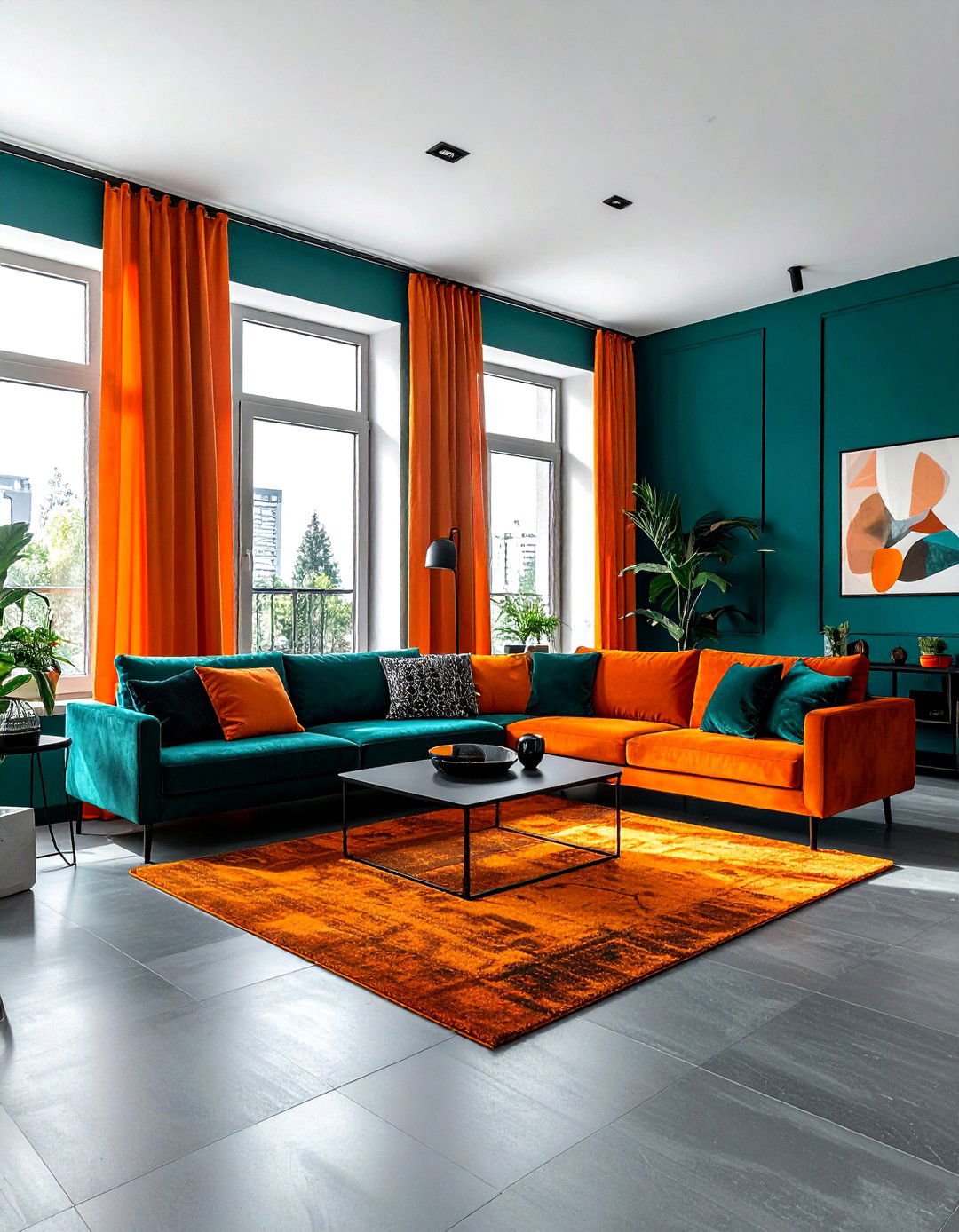 Teal And Orange - 30 modern teal living room ideas