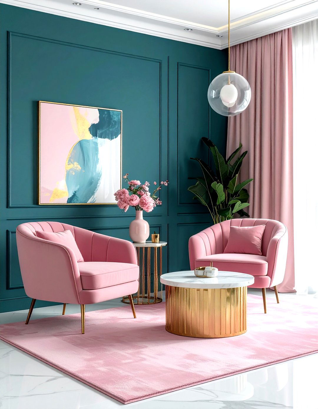 Teal And Pink - 30 modern teal living room ideas