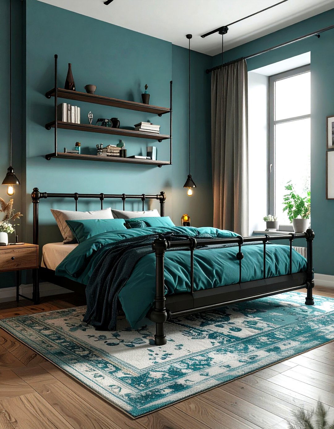 Teal And Pipe Furniture Bedroom - 30 industrial teal bedroom ideas
