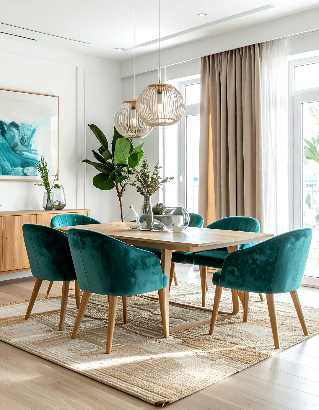 Teal And Sand Dining Room - 30 seaside dining room ideas