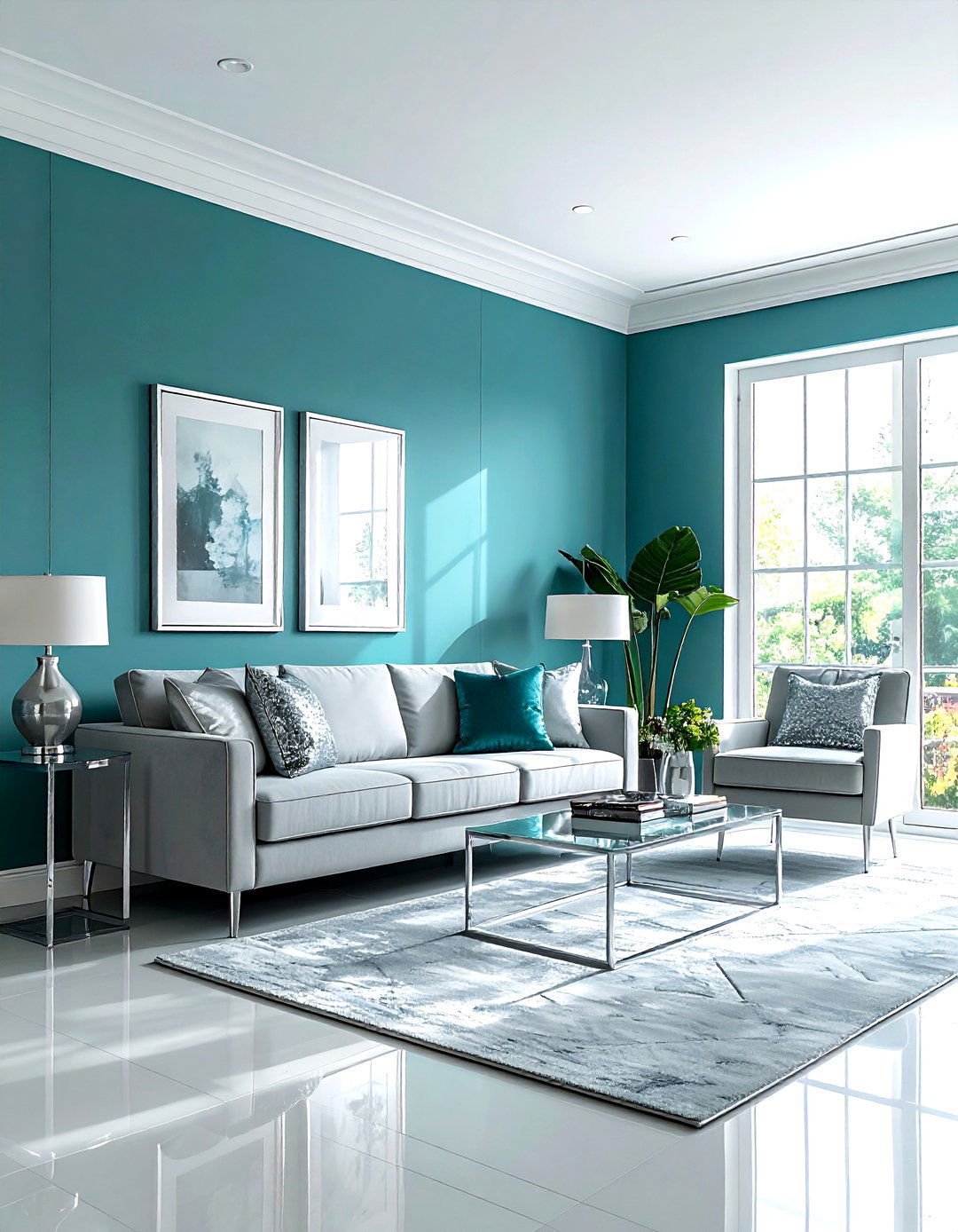Teal And Silver - 30 modern teal living room ideas