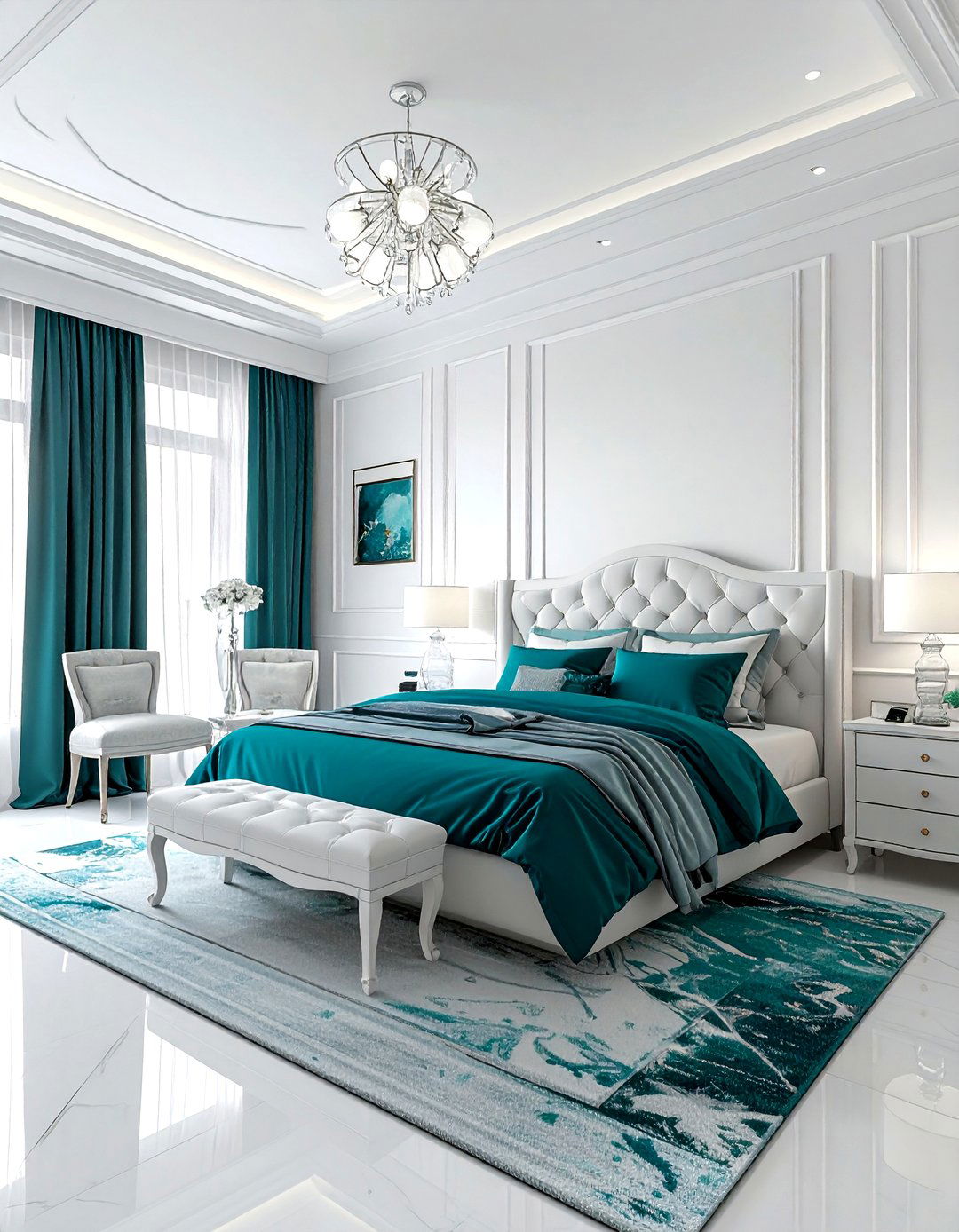 Teal And White Bedroom - 30 teal bedroom ideas