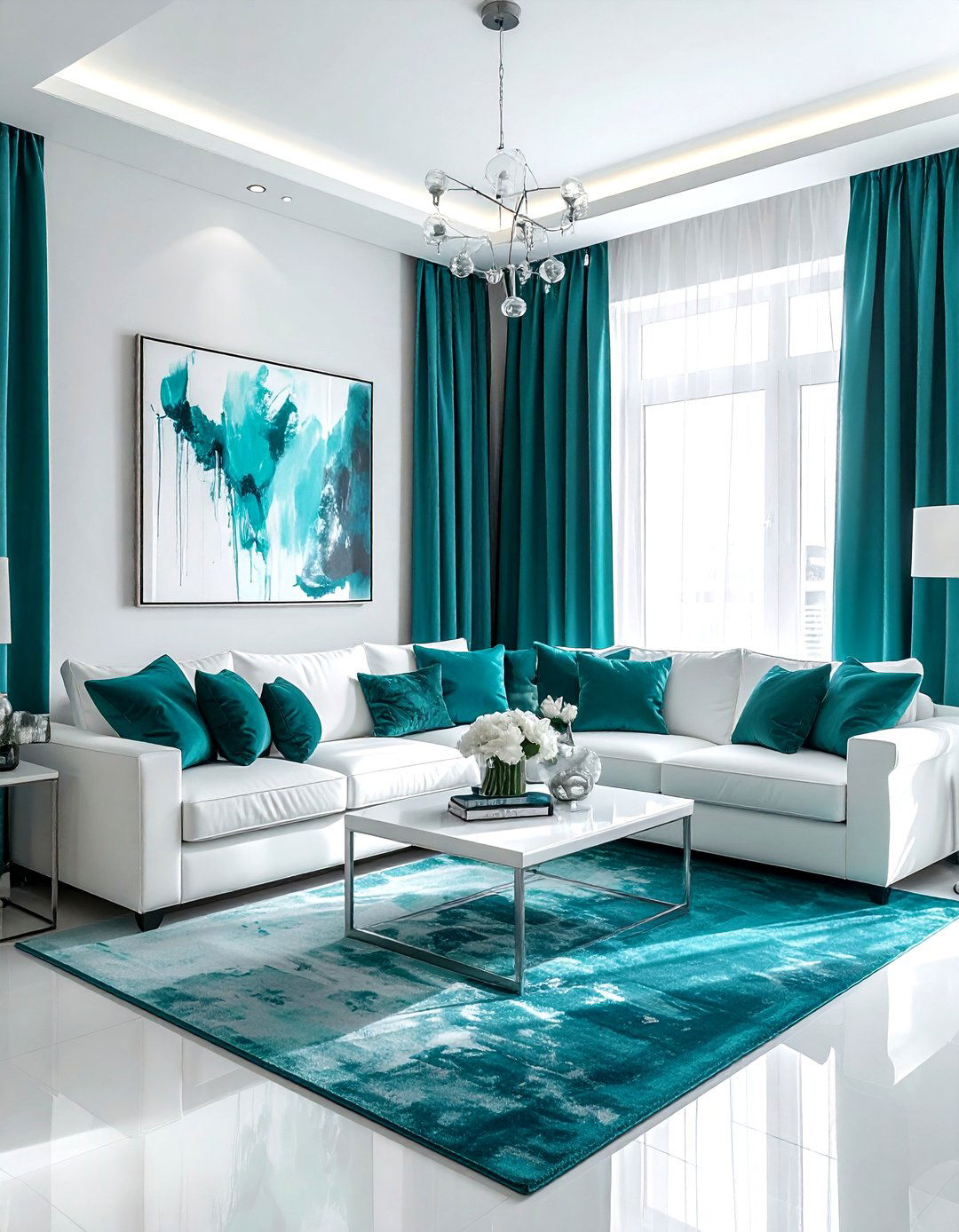 Teal And White Decor - 30 cool teal living room ideas