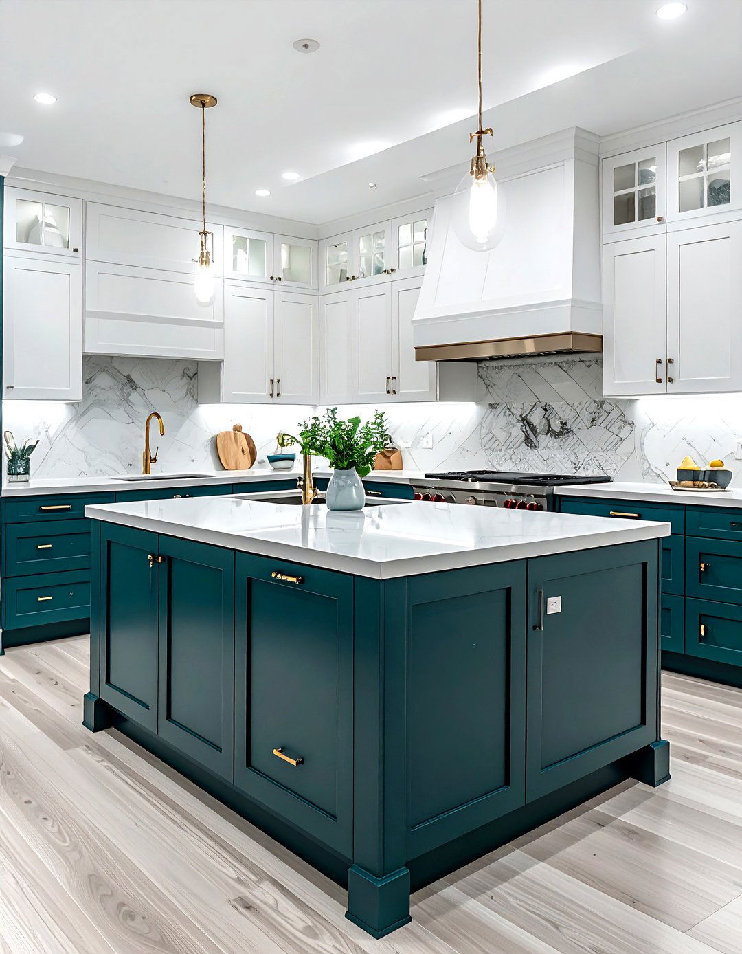 Teal And White Kitchen Cabinetry - 30 two-tone kitchen ideas