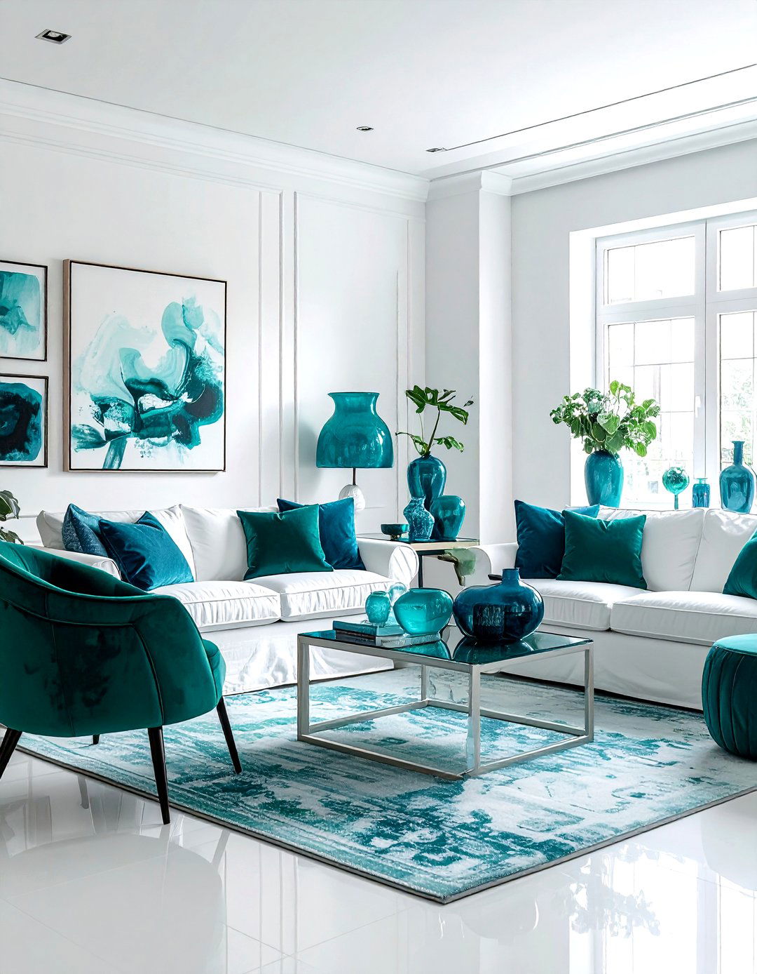 Teal And White - 30 modern teal living room ideas
